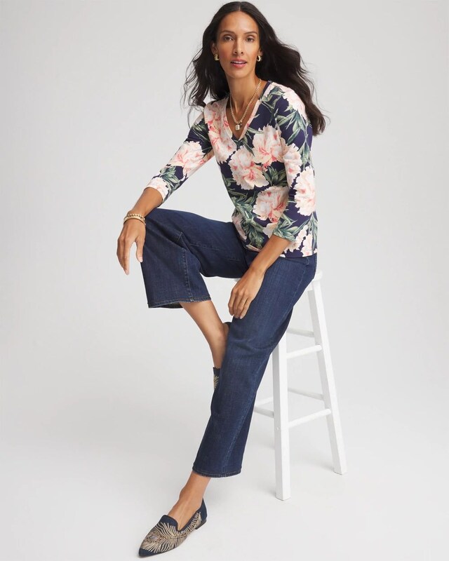 Floral 3/4 Sleeve Perfect Tee - image 2